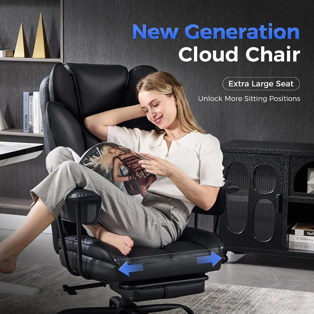 Big and Tall Oice Desk Chair - Wide Ergonomic Executive with ootrest, High Back Lumbar Support Reclining Gaming Computer Chair o