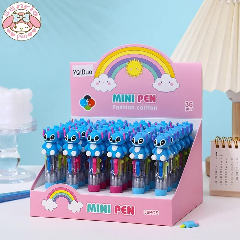 

Disney Mini 4-color Ballpoint Pen 36pcs Children Graffiti Painting Tools 0.7mm Cartoon Stitch Color Marker Boy Stationery Gifts