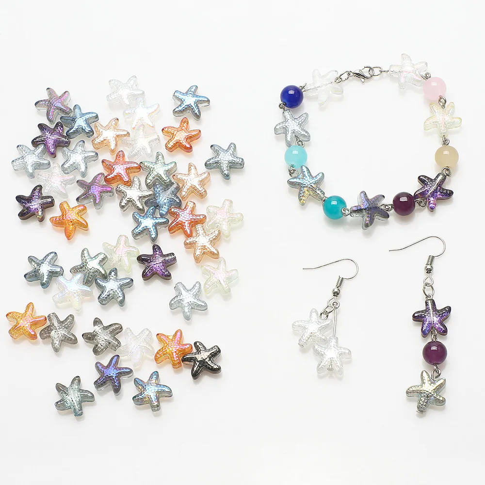 10Pcs Austrian Crystal Starfish Pendant 14mm Glass Loose Beads For DIY Making Jewelry Earings Bracelets Handmade Accessories