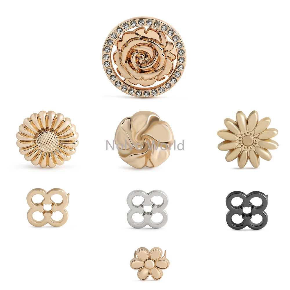 10/50/100PCS Sunflower/Butterfly Metal Decorated Buckle With Washer For Leather Craft Purse Handbag Shoe Clip Buckle Accessories