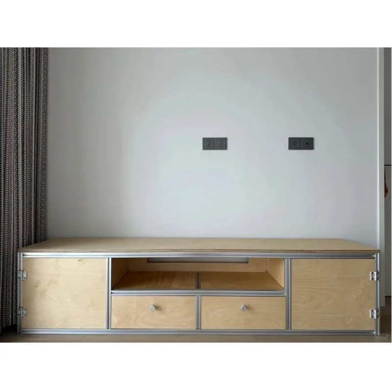 ตู้เก็บของแบบมีขอบ ตู้ล็อกเกอร์ ดีไซน์หรูหราทันสมัย สำหรับห้องนั่งเล่น ตู้วางทีวีหลายชั้น ตู้แบบประกอบได้