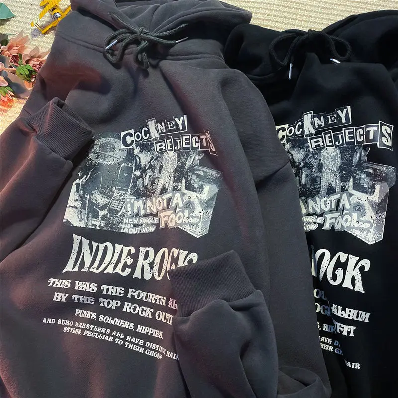 Hooded Sweater European and American Men and Women Same Autumn and Winter Korean Version Loose Lazy Wind Hoodies Women