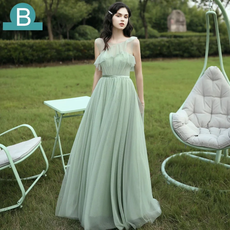 Reject Return J128 Formal Green Dresses Women Prom Gowns for Party Robe Special Occasion Floor Length Bridesmaid Dress