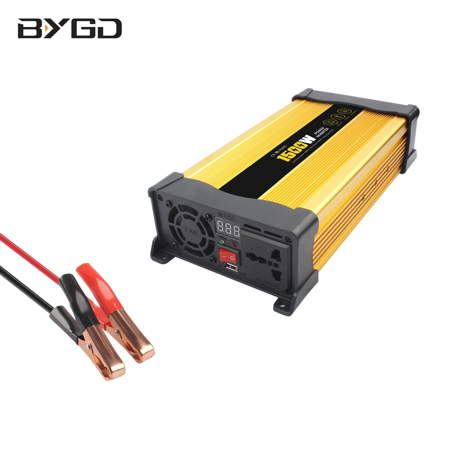 Power Inverter 1500W with Digital Display 12V to 220V Converter for Home Car Outdoor Emergency Power Supply