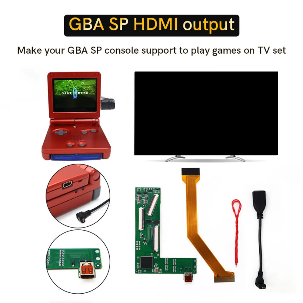 

For GBA SP HDMI Adapter Mod Kits, DIY Console to Play on TV Accessories Tool Compatible with GBA SP