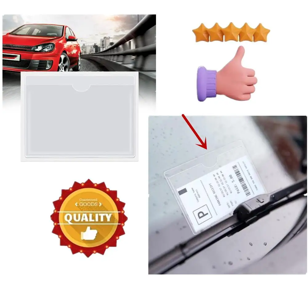 1pc Card Cover Plastic Self-Adhesive Windshield Clear Card Holder Organizing Cover Card Label Cards Pocket Car Sticker