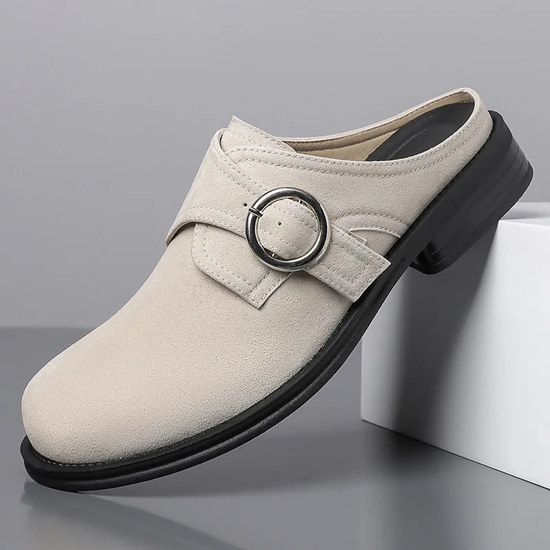 

2026 Men's Summer Slippers with One Step Stepping, Half Dragging, Baotou, Casual Breathable, Men's Slippers, Casual Leather Shoe