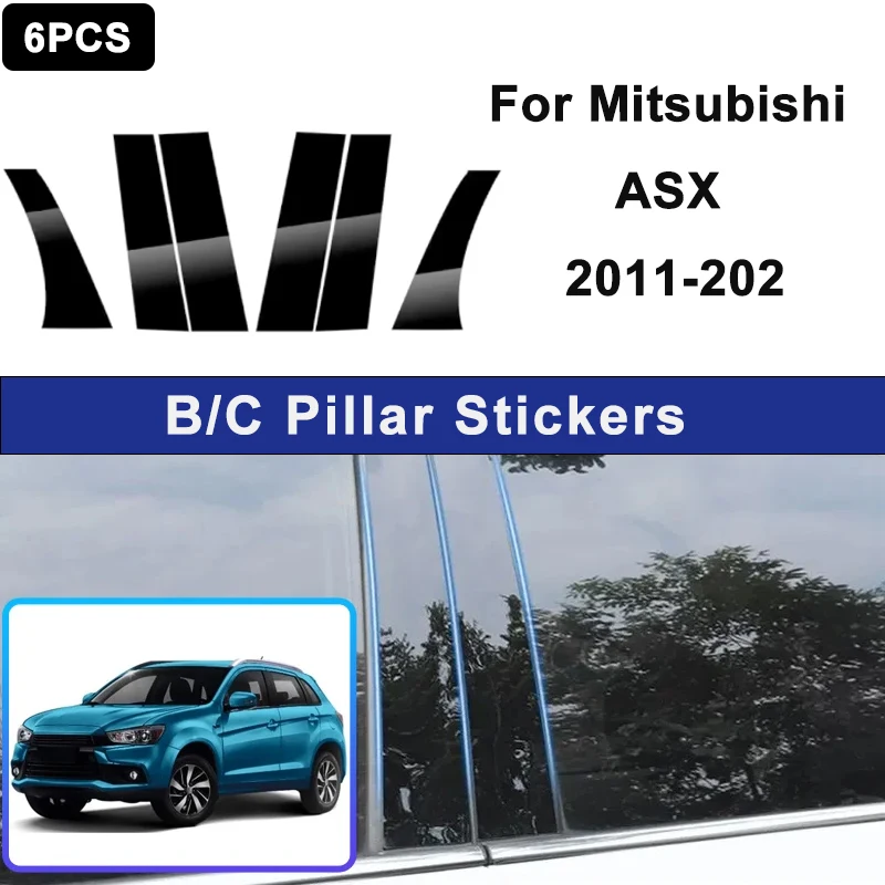

For Mitsubishi ASX 2011-2022 Glossy Black PC Material Window Column Car Door Center B C Pillar Post Cover Trim Car Accessories