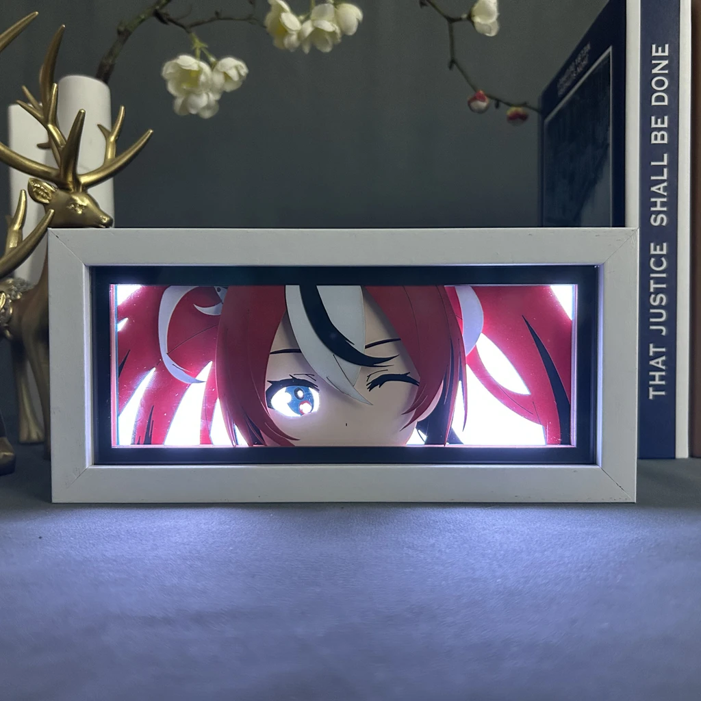 Imagem -02 - Led Night Light Box para Decoração de Quarto Hololive Hakos Baelz Manga Gadget Toy Anime Figuras Lâmpada Corte de Papel Caixa de Sombra