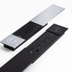 Smart Embedded Hidden Socket Table Aluminum Alloy Office Desktop Smart Wire Box Multi-function Wireless Charge Network with Usb