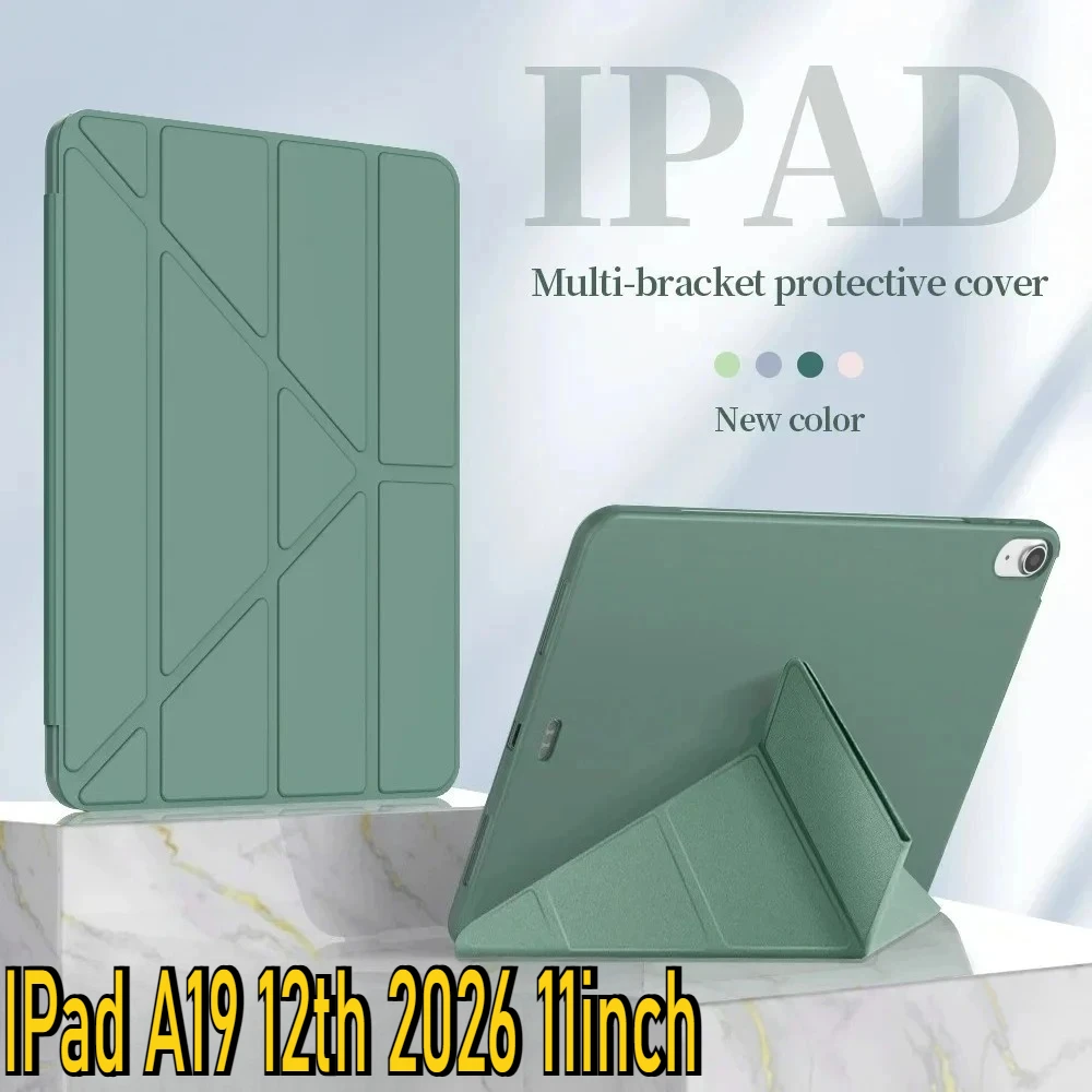 2026 PU Y-Folding Tablet Case for IPad A19 12th Air 11 13 Pro M5 M4 M3 M2 2025 A16 11th 10th 10.9 Air 2 3 4 5 Mini 6 7 8.3 Cover