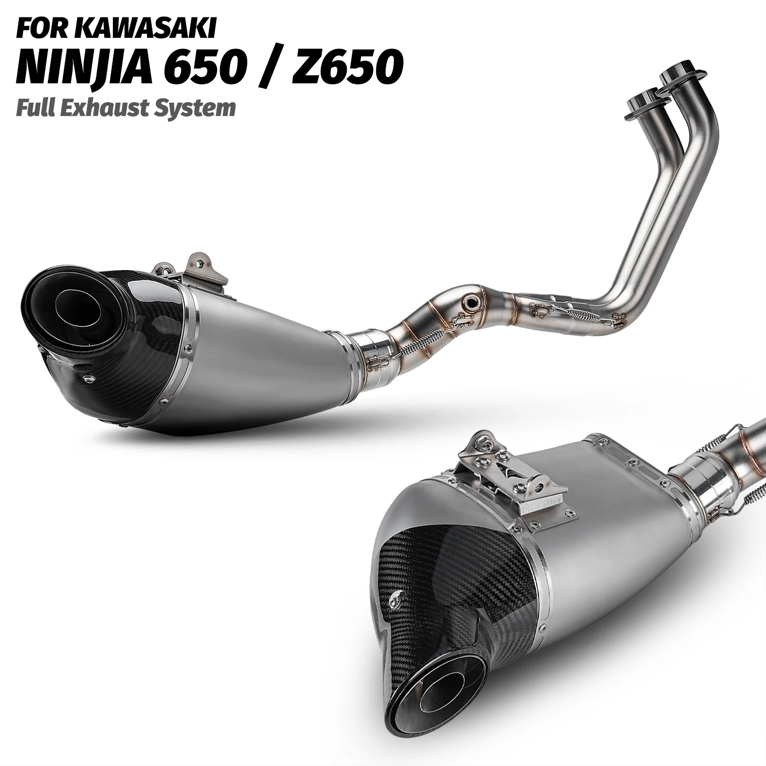 

For Ninja 650 Z650 2017-2023 Motorcycle Exhaust Modify Escape Stainless Full System Manifold Akra Muffler with DB killer