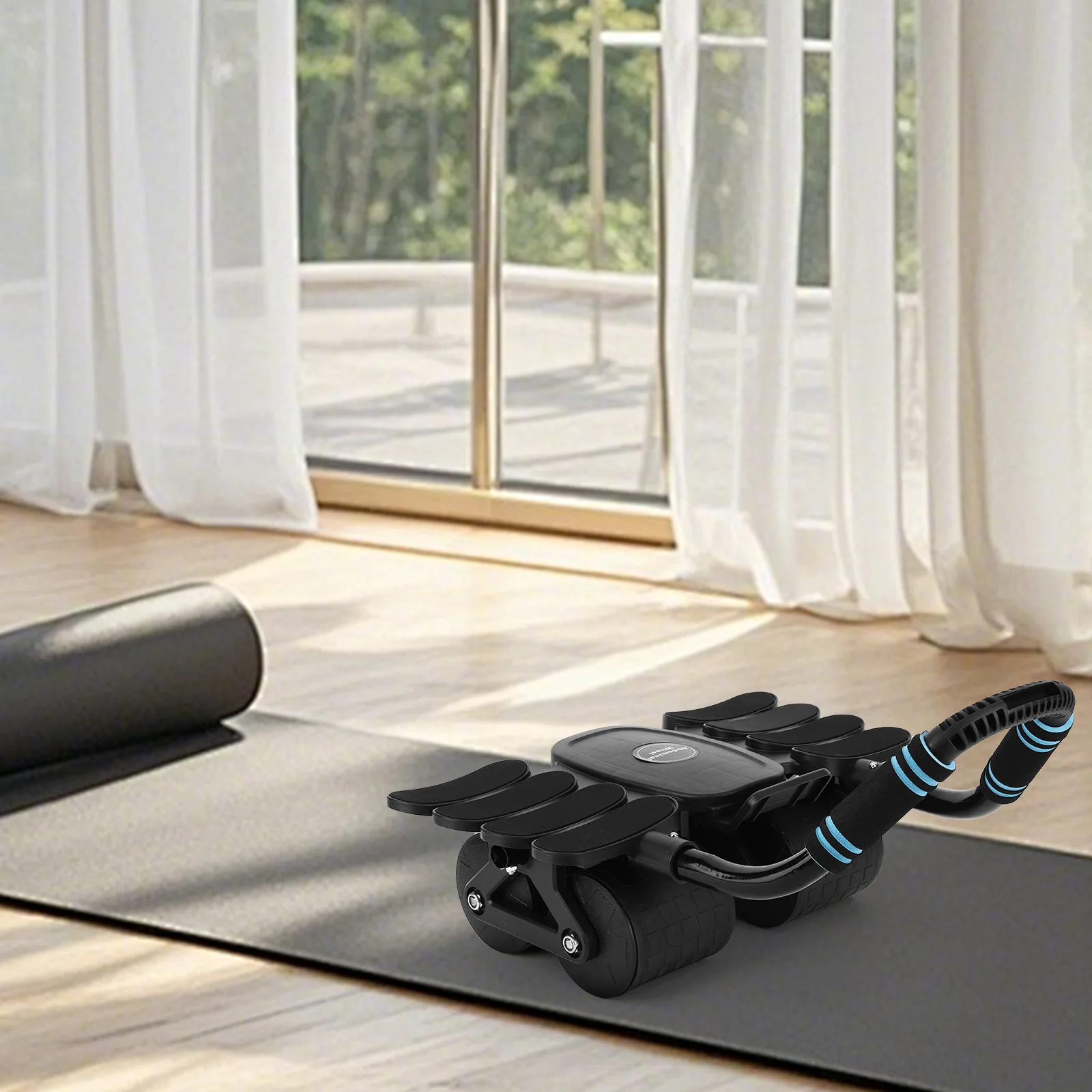 أسطوانة تجريب البطن مع 8 دعامة للمرفق عجلة اللياقة البدنية للبطن الارتداد التلقائي لممارسة عضلات الكتف والذراع والساق