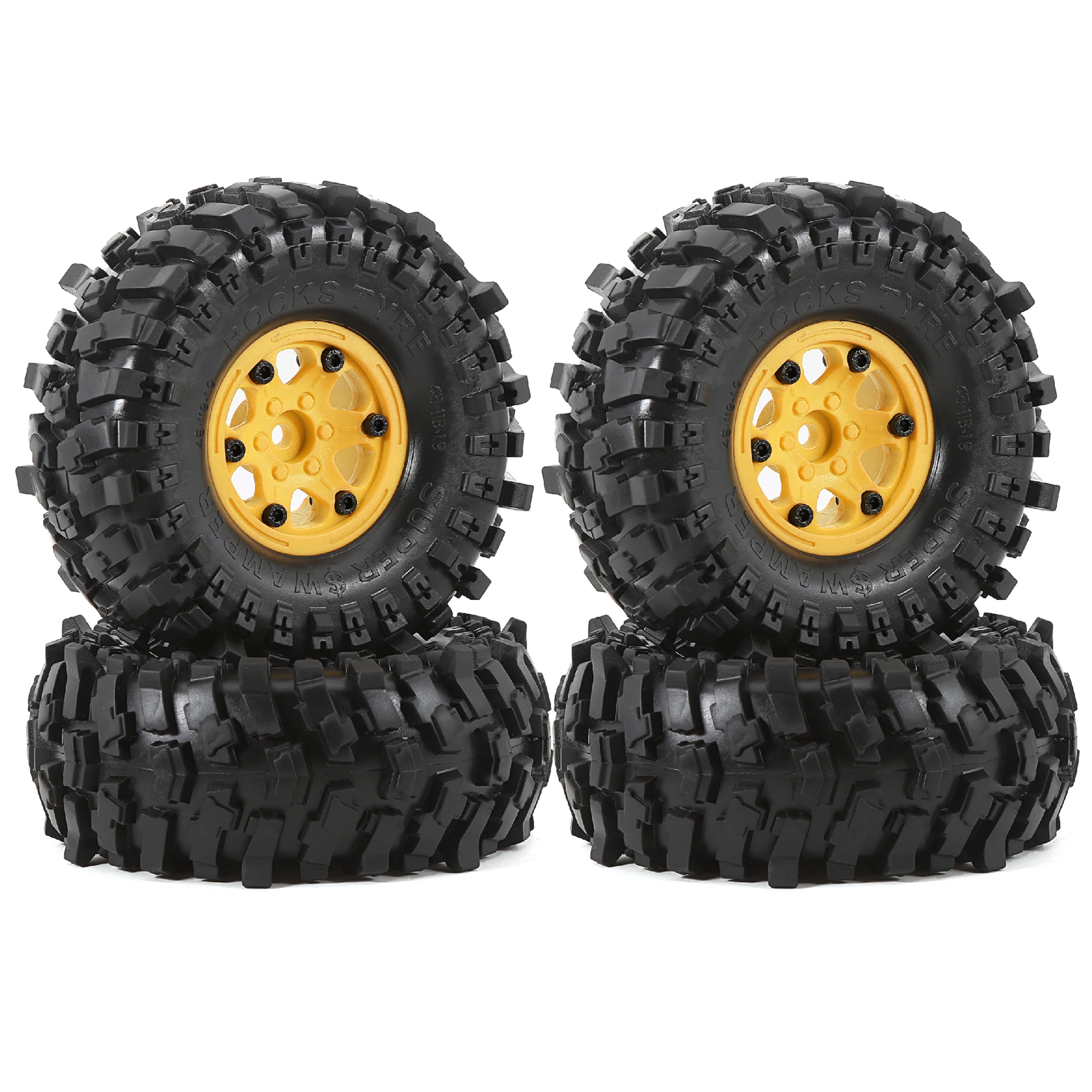 Pneus à boue sur chenilles 1.9 et roues en plastique pour voiture sur chenilles 1:10 Tamiya CC01 Traxxas TRX4 Axial SCX10 II RC4WD Gen8, 4 pièces