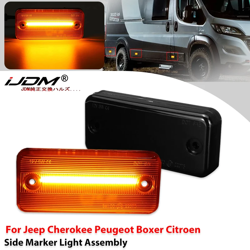 2Pcs LED Dynamic Side Marker Lights For Fiat Ducato 06-21 Car Turn Signal Blinker Lamps For Jeep Cherokee Peugeot Boxer Citroen