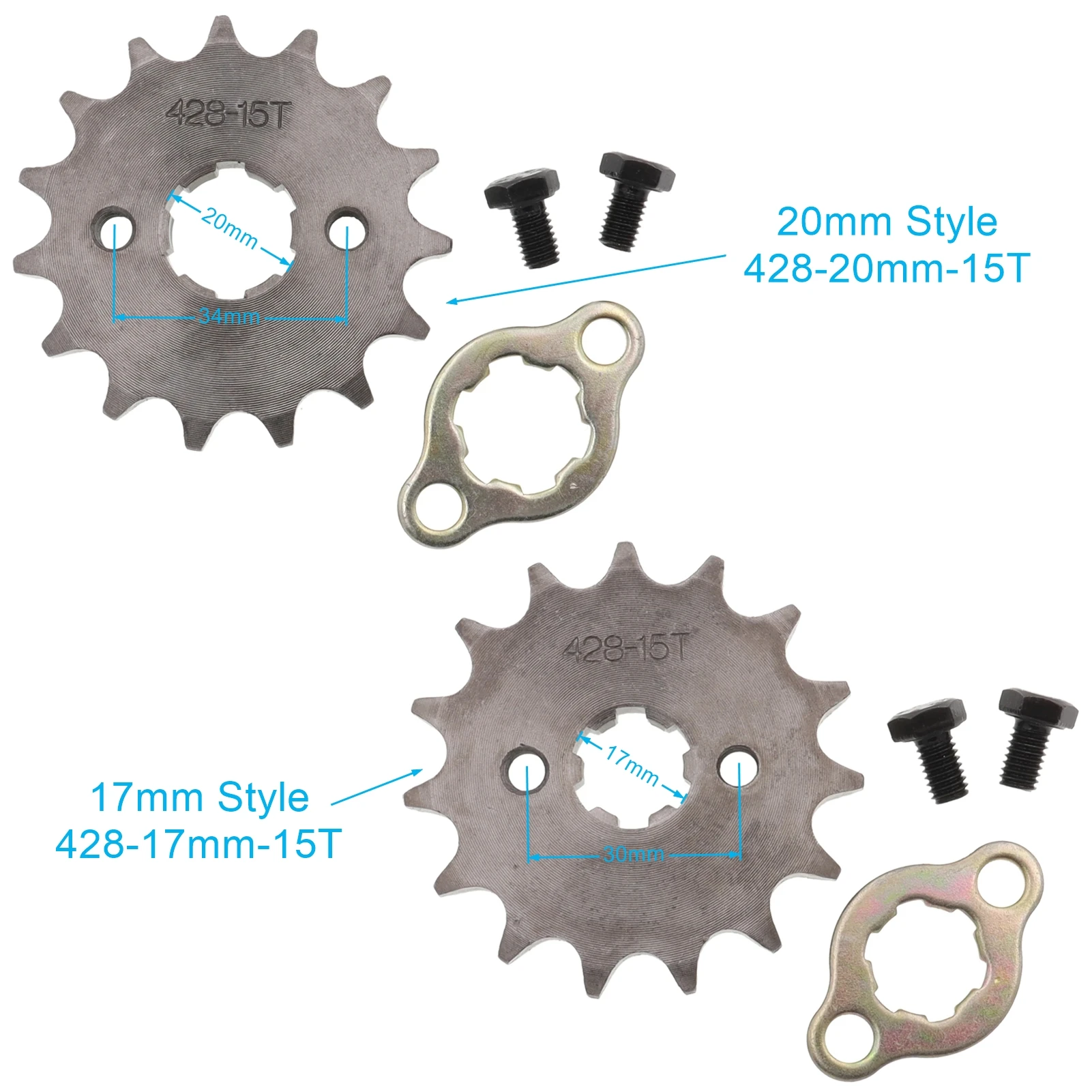 17mm 20mm Front Motorcycle Engine 428# 10T 11T 12T 13T 14T 15T 16T 17T 18T 19T Teeth Chain Sprocket With Retainer Plate Locker