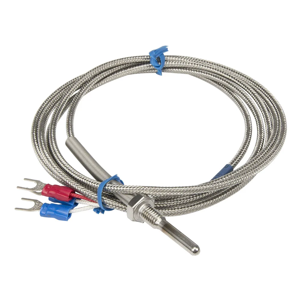 12pcs  PT100, A grade, M6P1, Steel braided cable, 3 wire cable length 2 meter, thread length 6mm, probe length 13mm, image 2