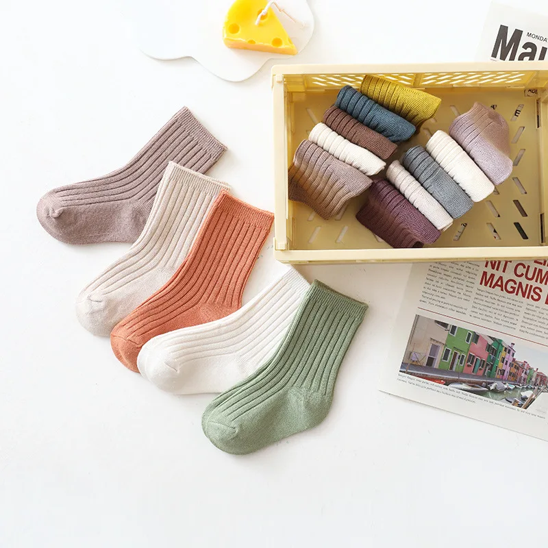 5Pairs/set Kids Socks For Boys Girls Cotton Soft Children's Socks Korean Style Toddler Boy Girl Sock Autumn Winter 0-5Years Old