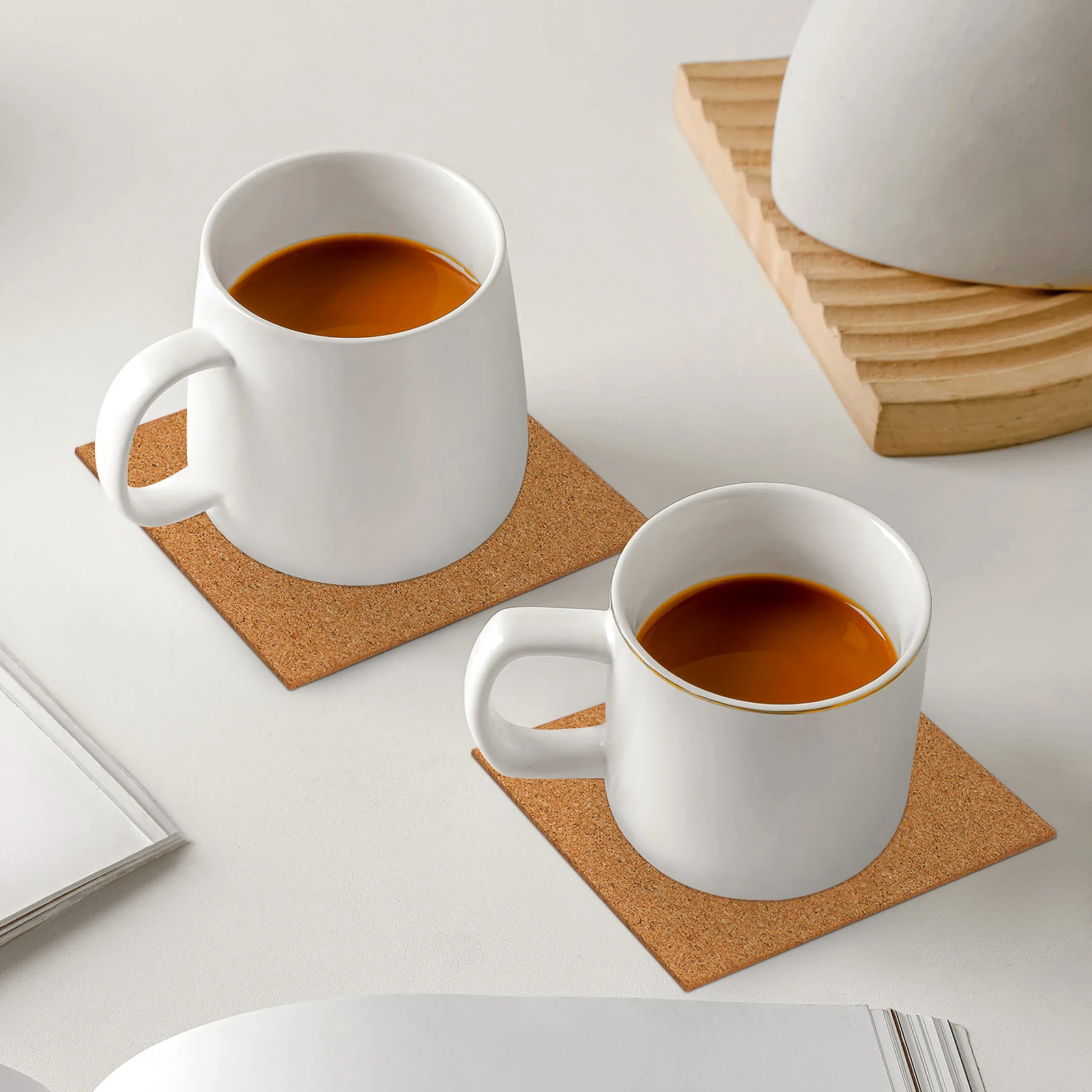

10PCS Cork Coaster Tile Self Adhesive Heat Insulation Absorbent Pads Vintage Handmade Craft Decorative Squares