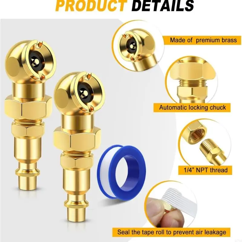 

Tool Brass Tire Inflation Adapter 1/4NPT High Pressure Coupler Universal D7YA