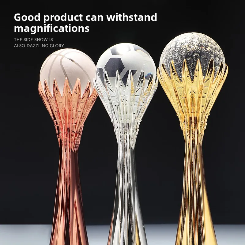 Golf metal trophies crystal custom sports activities competition football custom quarterly engraving sports meeting