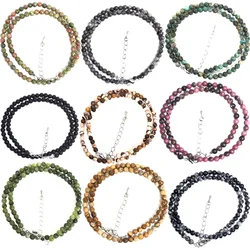4mm Natural Stone Malachite quartz opal volcanic lava Round bead Necklaces Women Men Trendy Choker Classic Jewelry Gift 16in