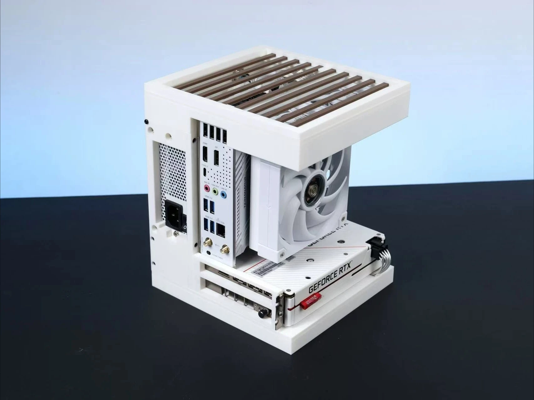 Mini ITX PC Case Panoramic Computer Case Small Form Factor for 17x17 17x19 Motherboard Power Supply Support Customization