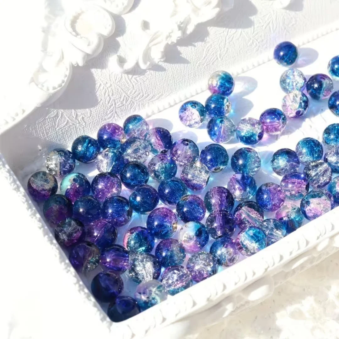 8mm White Blue Purple, Cracked Beads, Acrylic Bead Decoration, DIY Loose Beads, Accessories, Decorations, Clothing, Holiday Gift image 3