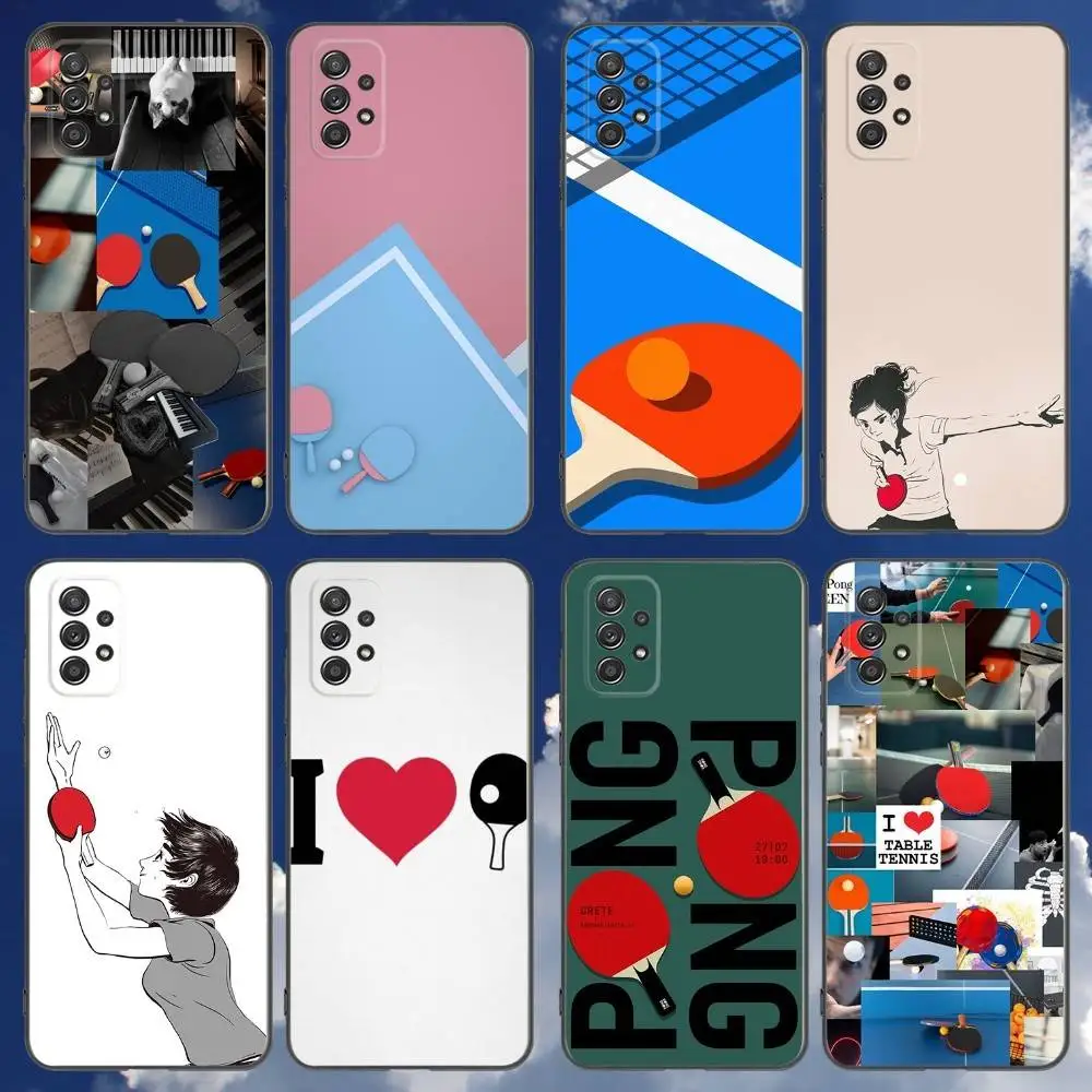 

Table Tennis Racket Ping Pong Phone Case For Samsung Galaxy A 91,80,73,72,71,53,52,51,22,5G Shockproof Soft Black Cover