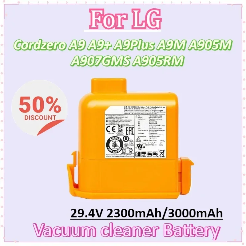 

2300/3000mAh Lithium Ion Vacuum cleaner Battery for LG Cordzero A9 Cordless Vacuum A9+ A9Plus A9M A905M A907GMS A905RM