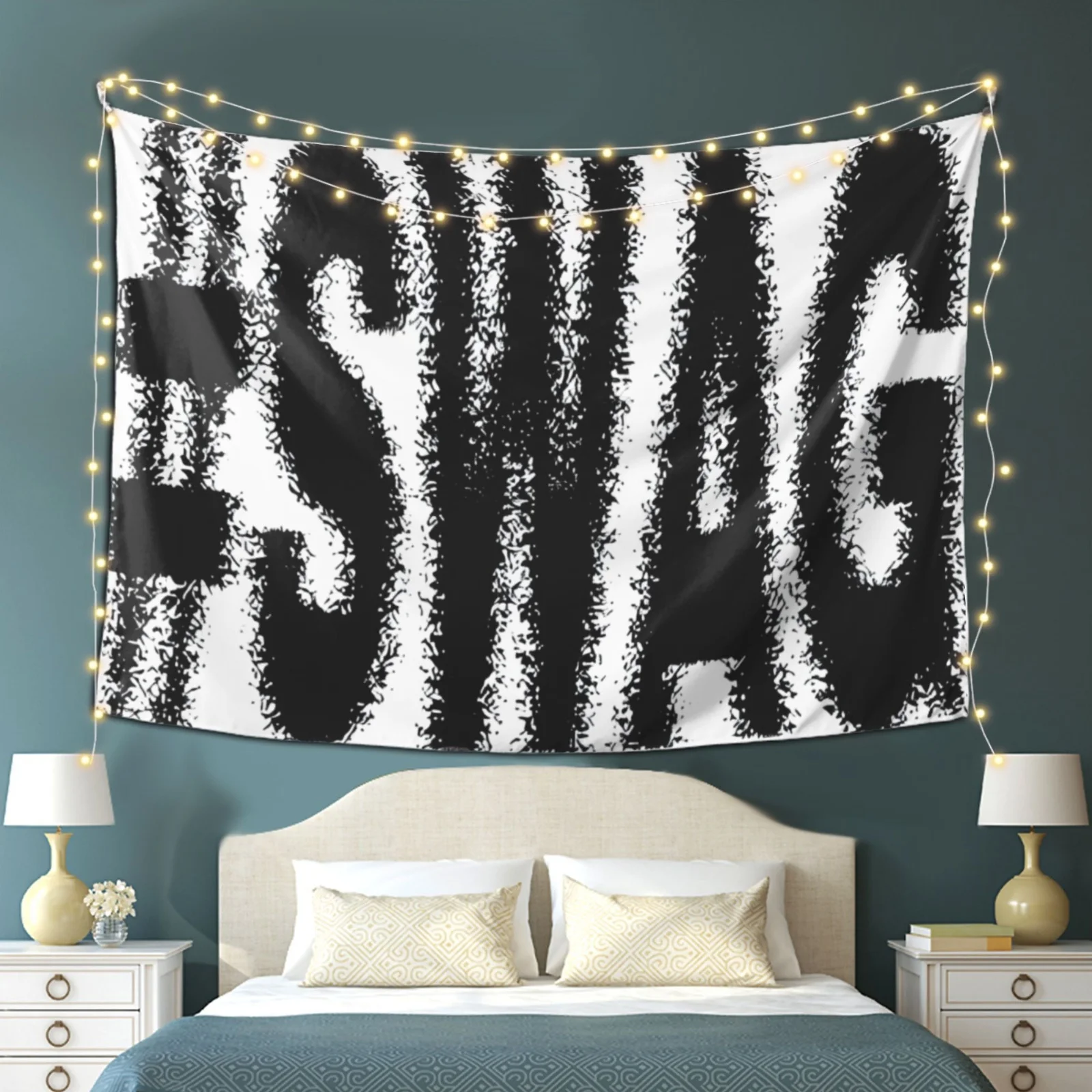 VIKAMA Cool Slogan Tapestry Street Hip Hop Wall Carpet Black and White SWAG Art Hanging Cloth Room Decoration