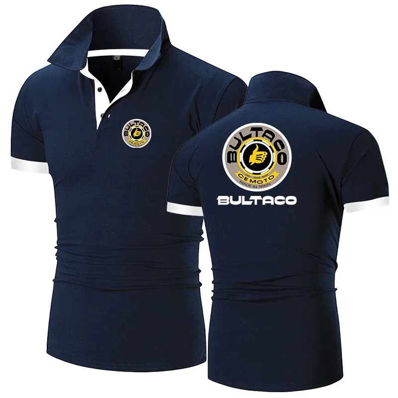 Bultaco Cemoto Motorcycles 2024 New Solid Color POLO Shirt Men's Summer Breathable Business Casual Fashion Short-sleeved