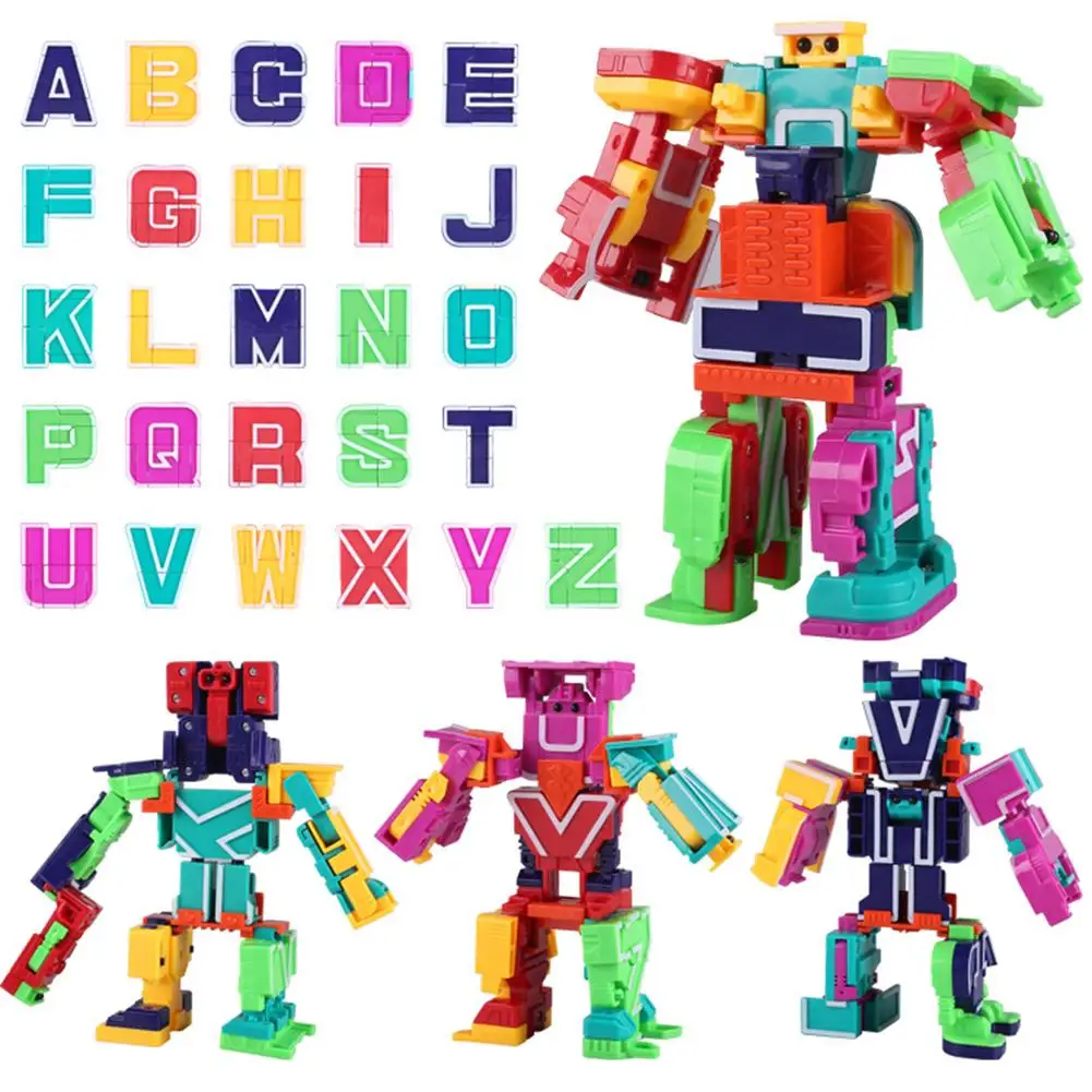 

6-In-1 26 Letter Robot Toys Deformation Action Figures Children Early Educational Puzzle Toys For Kids Party Games Juguetes