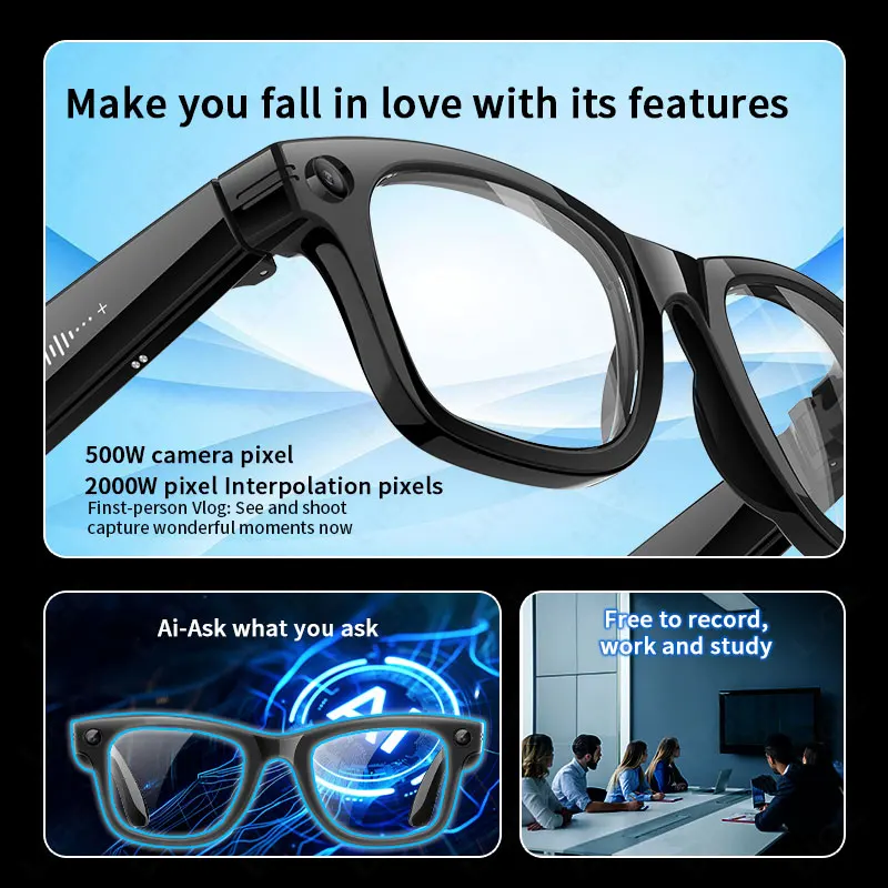 LIGE Kamera Video Smart Brille Männer AI Stimme Assistent Brillen Übersetzung Bluetooth Anruf WIFI Übertragung Foto Brille Neue