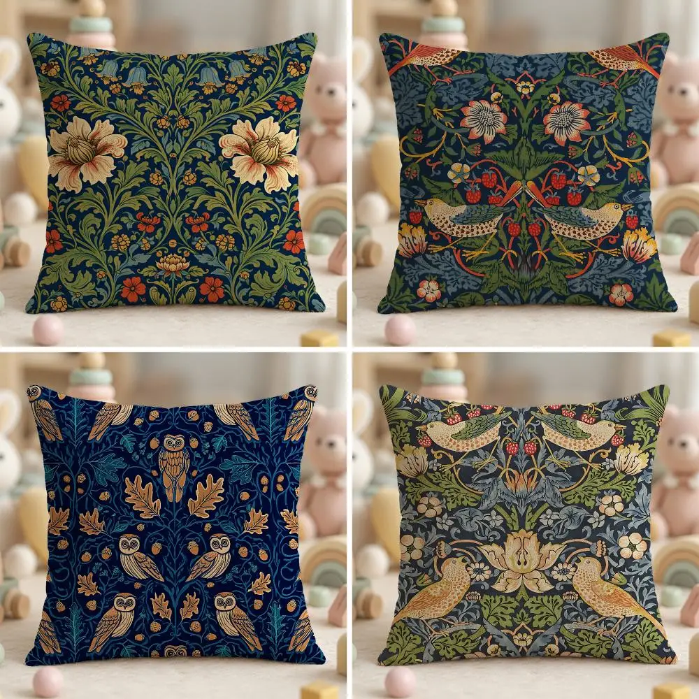 Famous Artist W-William MorrisS Cushion Cover Ultra Soft Throw Pillow Cover Skin Friendly for Sofa Bed Home Decor Gift
