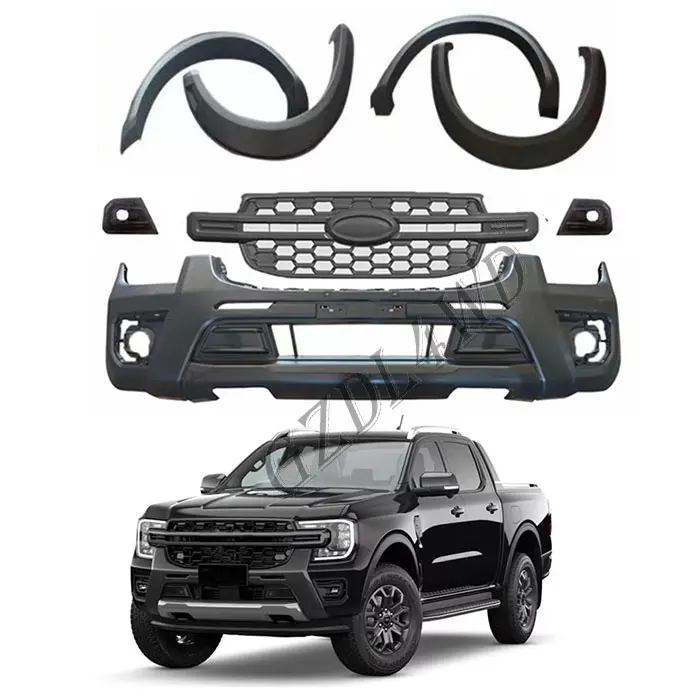 for GZDL4WD Car Exterior Conversion Accessories Body Kits for Ranger T9 XLT Upgrade to Wildtrack Front Bumper Grille  Fender