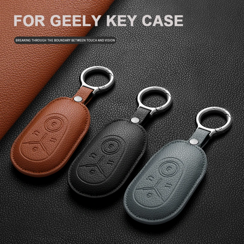 

Car Leather Key Case Cover Holder for Geely GEOME Galaxy Light Star Wishes 2025 Exploration Youth Version Keychain Accessories