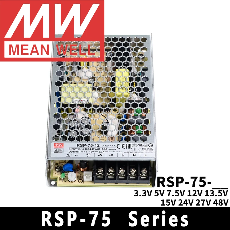 Mean Well RSP-75-3.3/5/7.5/12/13.5/15/24/27/48 meanwell 75W Single Output with PFC Function Power Supply online store