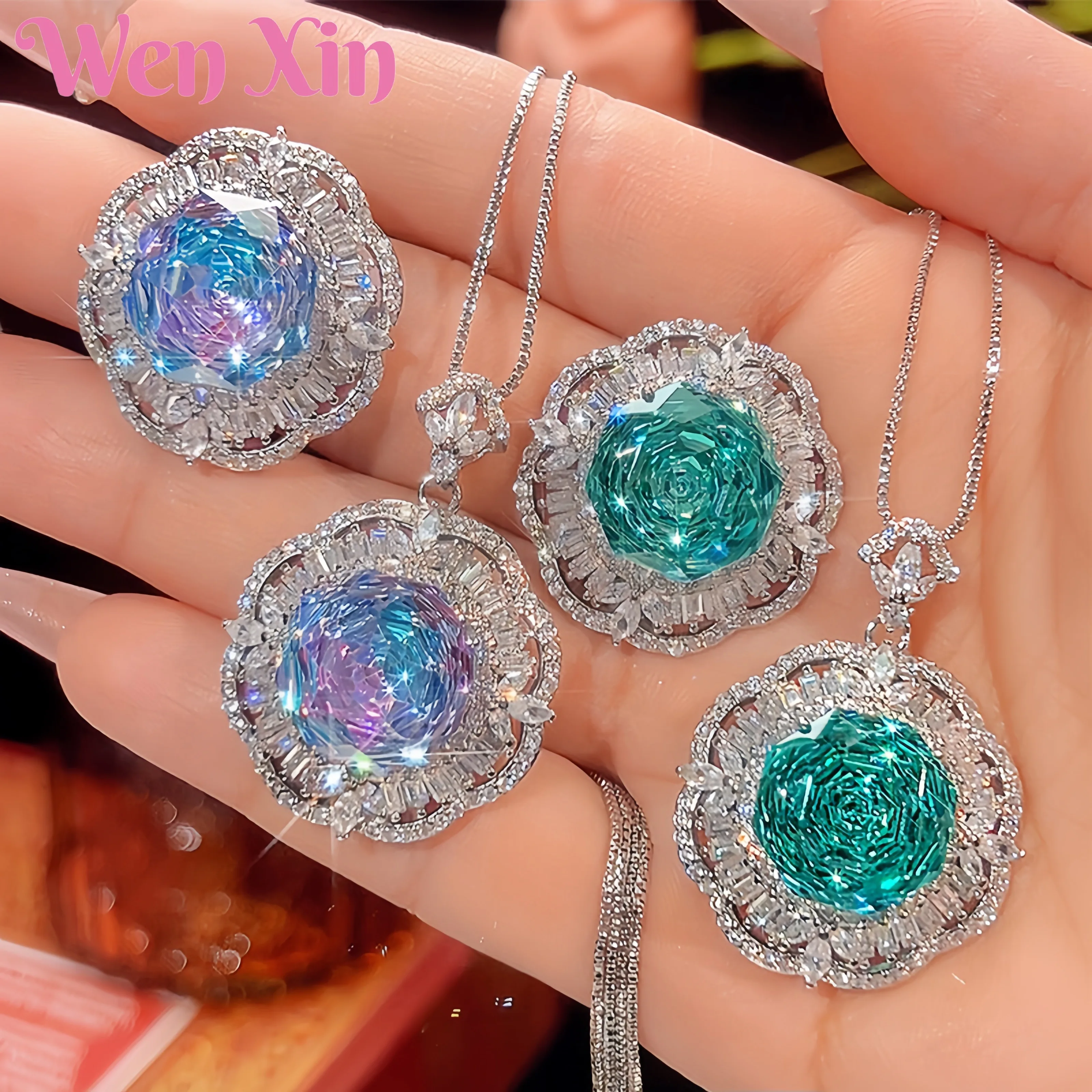

WENXIN Brand MUSHAN MCT Copper Base Gold-Plated Rose Fashion Ring Necklace Pendant Set Fashion Jewelry Accessories