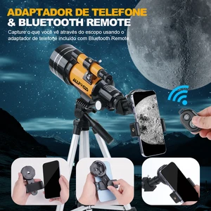 ALLFOCUS Astronomik Teleskop, 70mm Diyafram Refrakter (15X - 150X) - Telefon Adaptörü ve Kablosuz Uzaktan Kumandalı Taşınabilir Seyahat Teleskopu, Çocuklar için en iyi hediye Örümcek teleskopunun 6 büyük satışı-no. 3