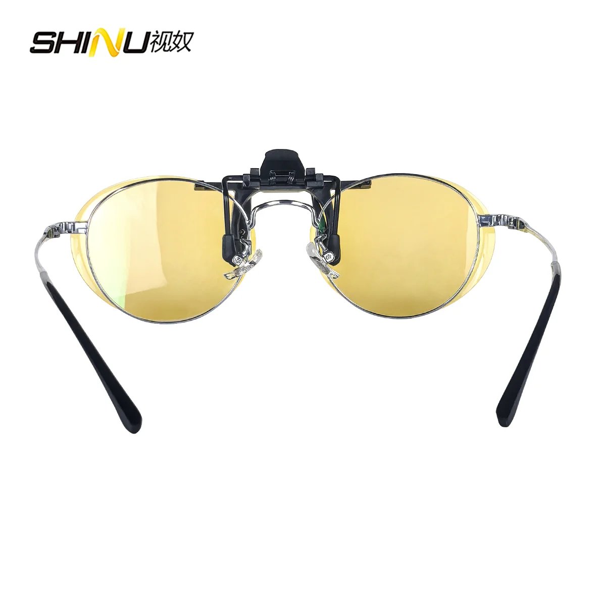 SHINU Rote Linsen-Clip-On-Brille zum Schlafen besser, runde orangefarbene Linse für Spiele oder Arbeiten, gelbe Linsen, Nachtsicht zum Fahren – Detail 15