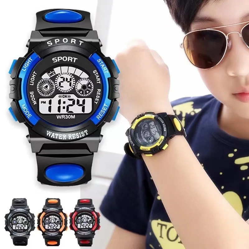 Creative Children Sport Watches Fashion LED Digital Watches for Kids Silicone Strap Waterproof Luminous Girls Boys Clock Gift