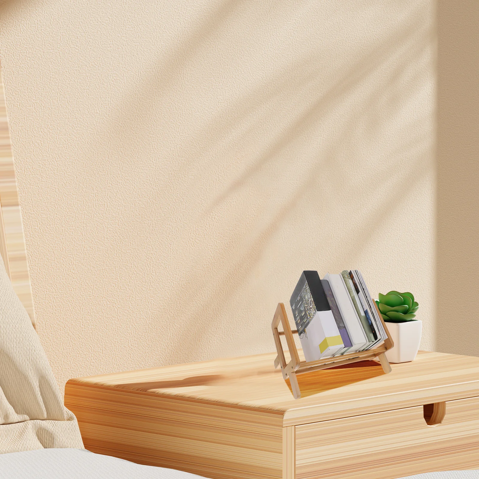 Bücherorganizer für Schreibtisch Regalhalter Desktop-Aufbewahrung Bücherregal aus Bambus und Holz