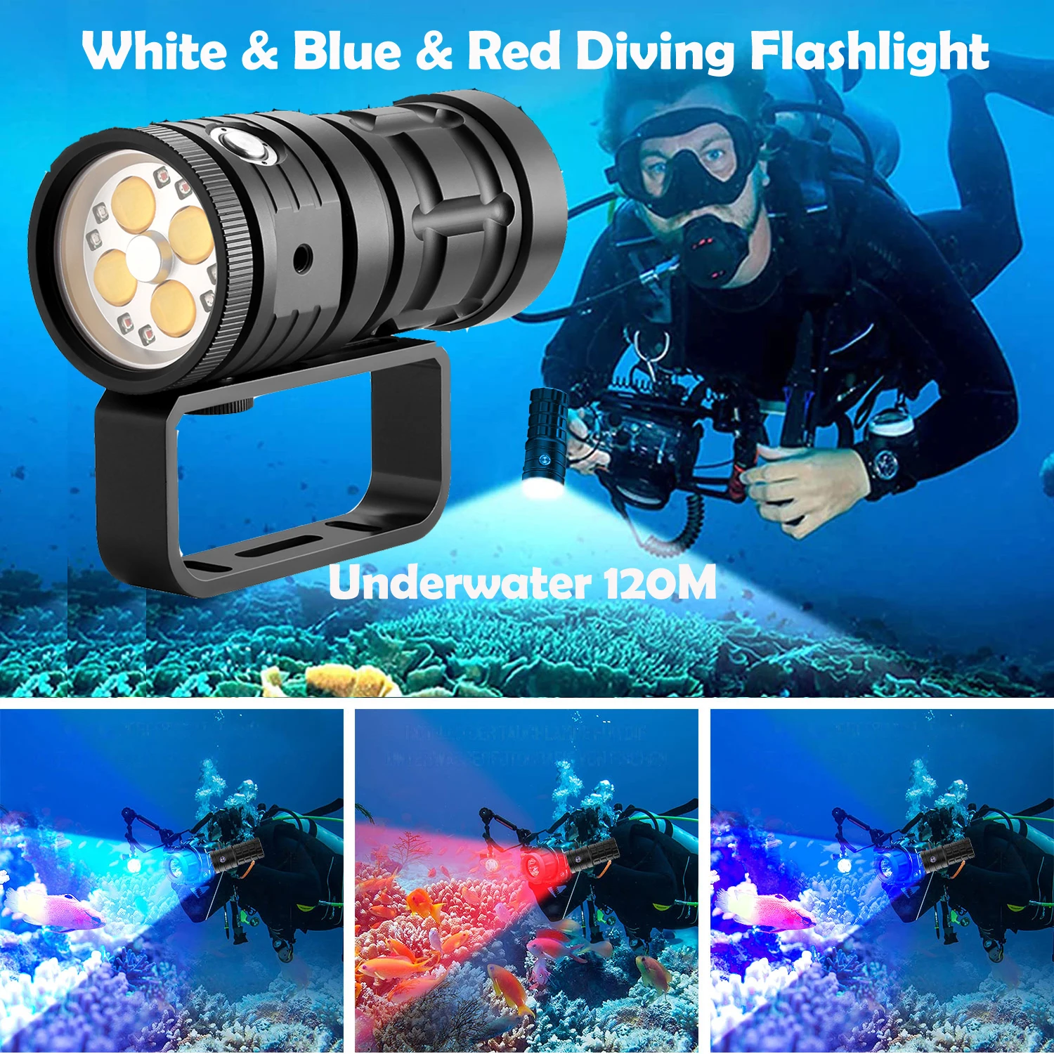 

Super Bright Diving Flashlight 25000Lumen 144Core Led 95 High-Definition IP68 Underwater 120M Photography Video Camera Fill Lamp