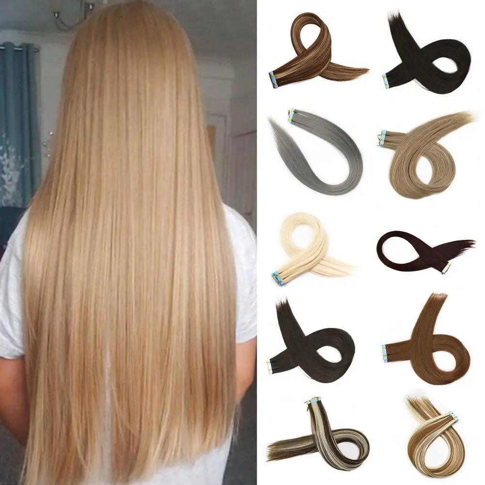 

10Pcs Women Clip-in Hair Extension Heat Resistant Natural Looking Long Straight Synthetic Hairpiece High Temperature Wire Wig Ex