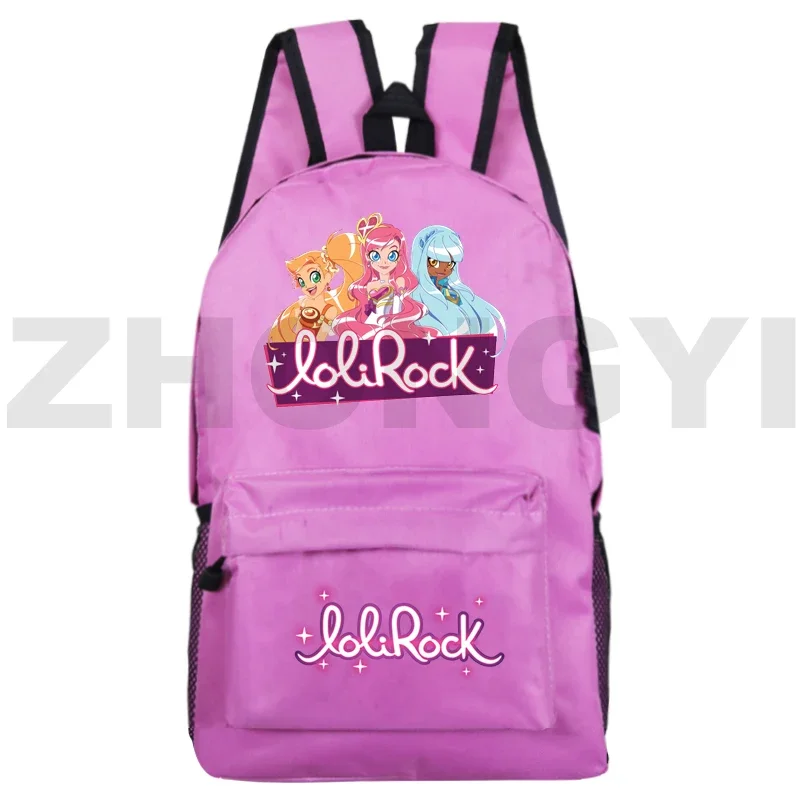 Moda na co dzień kobiety LoliRock gra plecaki Kawaii różowy Merch LoliRockstar Anime tornistry prezenty na Halloween torebki na książki dla dzieci