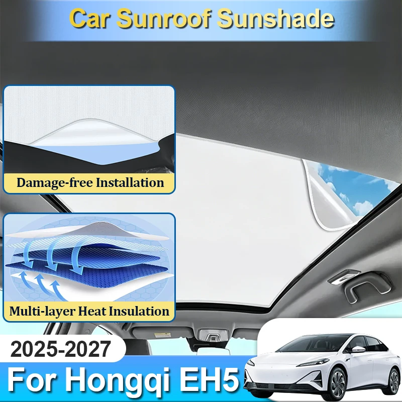 Car Sunroof Sunshade For Hongqi EH5 Tiangong 05 Accessories 2025 2026 2027 Electrostatic Adsorption Static Cling Panoramic Shade