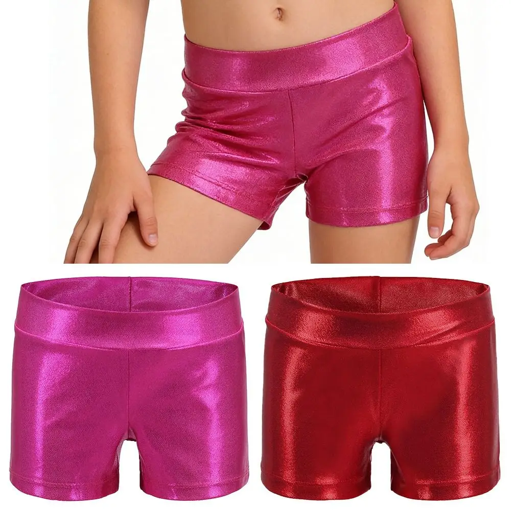

Fashion Summer Girls Dance Shorts Shiny Metallic Elastic Performance Show Shorts Sparkle Glitter Sports Gymnastic Shorts