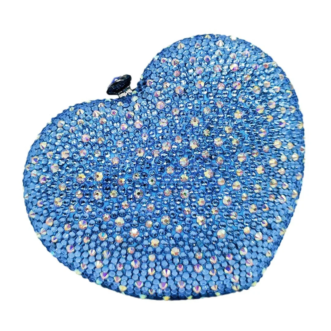 

Glitter Shiny Rhinestones Diamond Evening Bag Luxury Mini Bag Heart-Shaped Women Handbag Wedding Party Clutch Purse Shoulder Bag