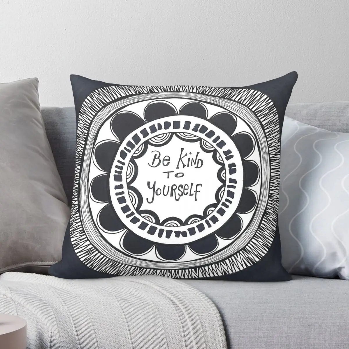 Be Kind To Yourself Mandala Pillowcase Polyester Linen Velvet Pattern Decorative Throw Pillow Case Sofa Seater Cushion Cover 18